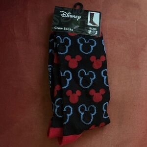 Disney Black Crew Socks with Red & Blue Mickey Heads
